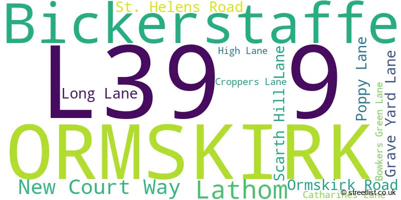 A word cloud for the L39 9 postcode